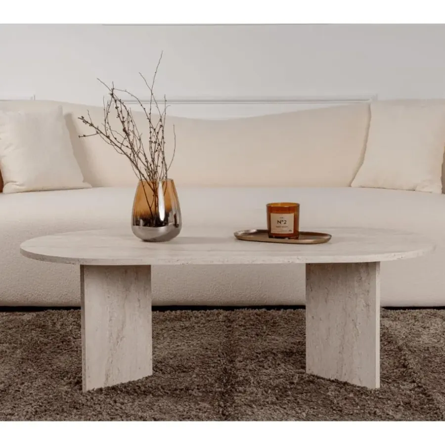 Salontafels-Calicosy - Salontafel IRIS - Travertijn - 39,8x119x60 cm