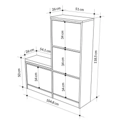 Schoenenkasten-Calicosy - Schoenenkast DUDE - Beton grijs - 118,5x105x26 cm