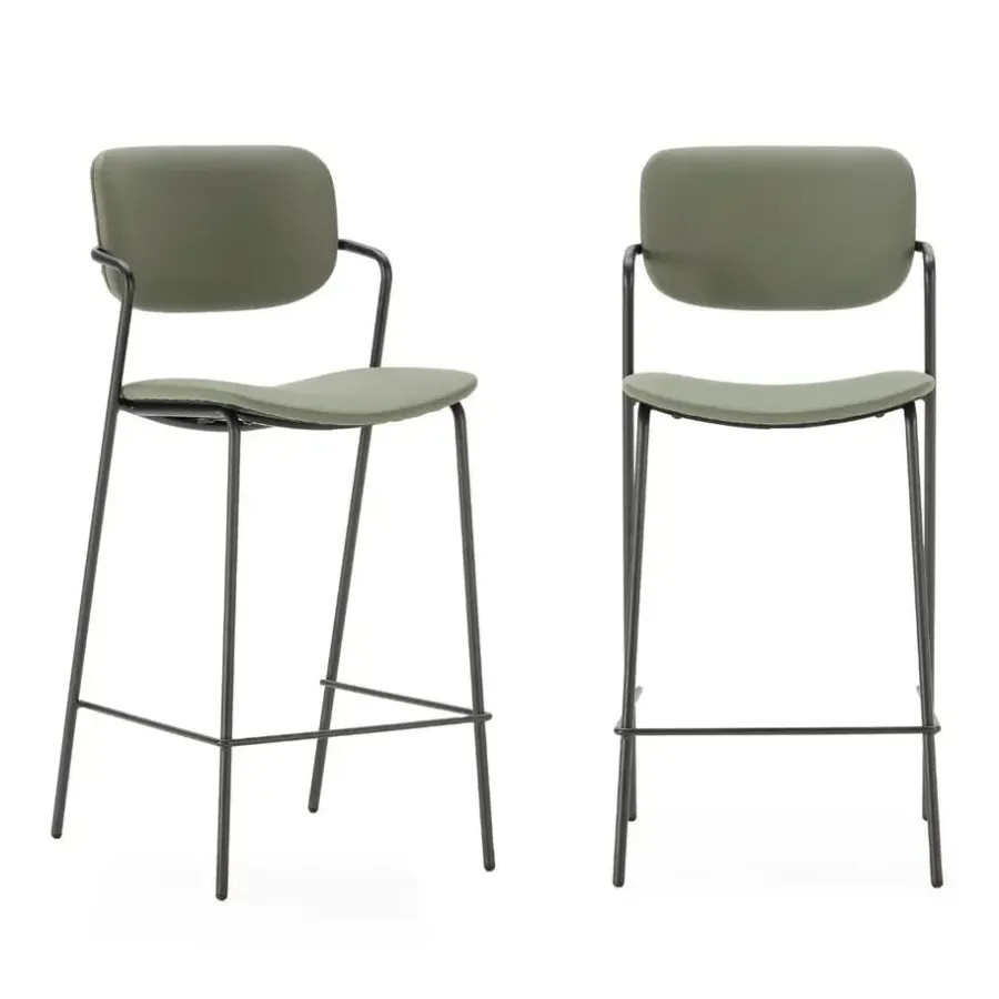 Calicosy - Set van 2 krukken met zwarte MAIKA - 51x44x66 cm