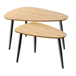Salontafels-Calicosy - Set van 2 Salontafels - Licht hout - 42x80x60 cm
