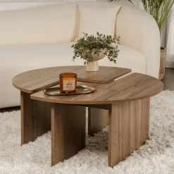Salontafels-Calicosy - Set van 2 salontafels MOIRA - 90x90x41 cm