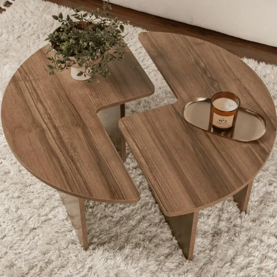Salontafels-Calicosy - Set van 2 salontafels MOIRA - 90x90x41 cm