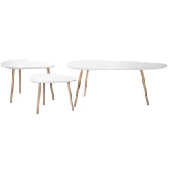 Salontafels-Calicosy - Set van 3 salontafels - Wit - 42x103x50 cm