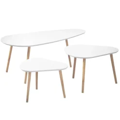 Salontafels-Calicosy - Set van 3 salontafels - Wit - 42x103x50 cm