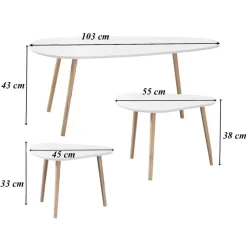Salontafels-Calicosy - Set van 3 salontafels - Wit - 42x103x50 cm