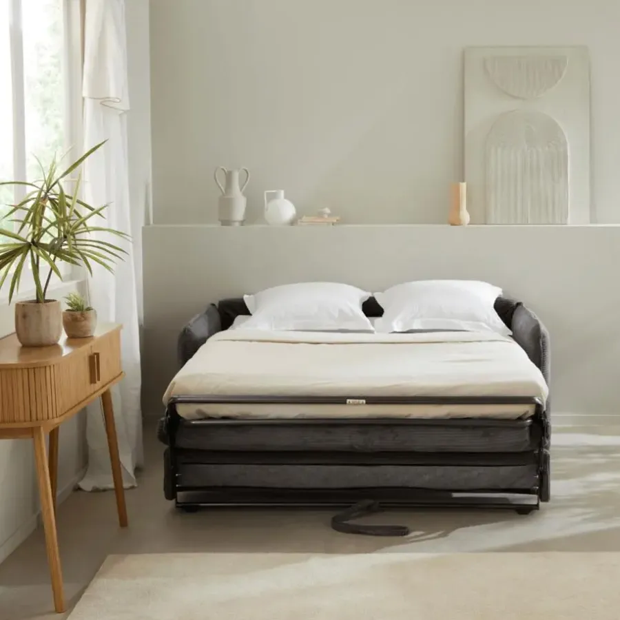Slaapbanken|Slaapbanken-Calicosy - Slaapbank MIRA - Antraciet grijs - 90x185x104 cm