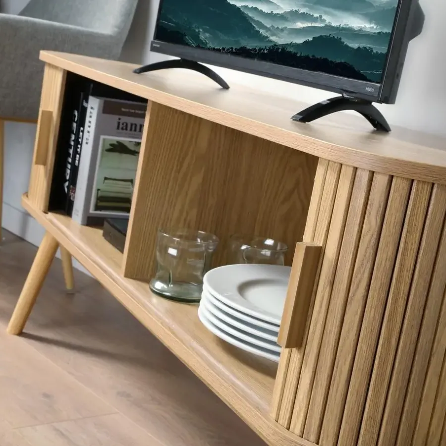 Tv Meubels-Calicosy - TV-Meubel ERNEST - Licht hout - 55x119x39 cm
