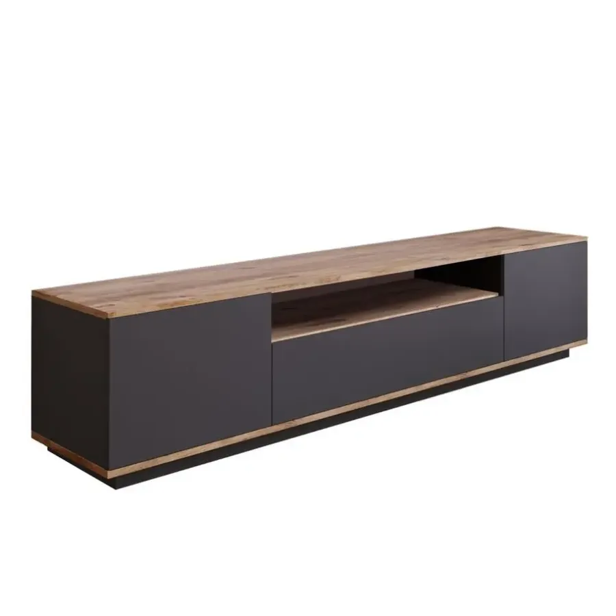 Calicosy - TV-Meubel FR7-AA - Handgemaakt eiken / grijs - 44,6x180x44,5 cm