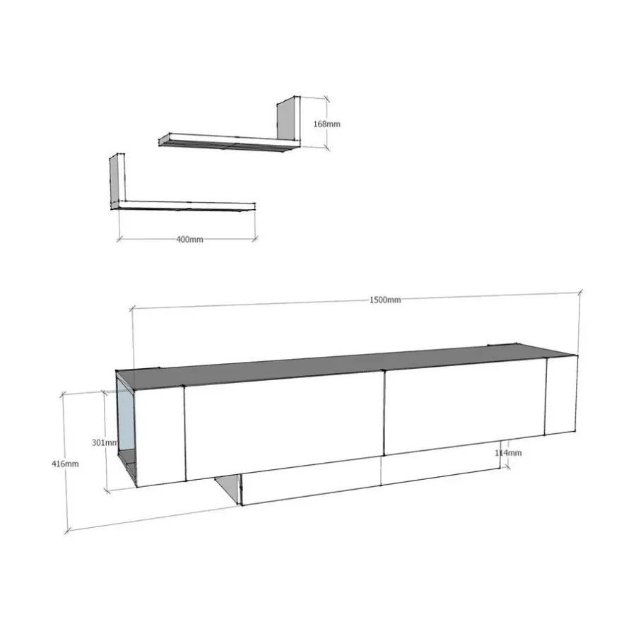 Calicosy - TV-Meubel MATERA - Wit - 41,6x150x31,5 cm
