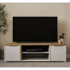 Calicosy - Tv-meubel met 2 nissen ACCESS - Eikenhout - 39,1x134,8x39,6 cm