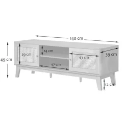 Tv Meubels-Calicosy - TV-Meubel PALMO - Licht hout - 49x140x39 cm
