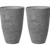 Beliani CAMIA - Bloempot set van 2 L - Grijs - Stenenmix