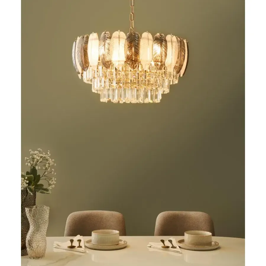 Kroonluchters-Leen Bakker CANAGUA - Kroonluchter - Messing/Transparant - Glas
