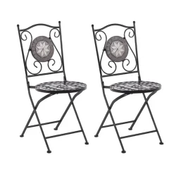 Bistro- & Balkonsets-Beliani CARIATI - Tuinstoel set van 2 - Zwart - IJzer