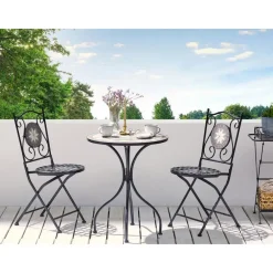 Bistro- & Balkonsets-Beliani CARIATI - Tuinstoel set van 2 - Zwart - IJzer