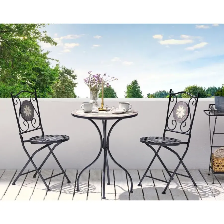 Bistro- & Balkonsets-Beliani CARIATI - Tuinstoel set van 2 - Zwart - IJzer