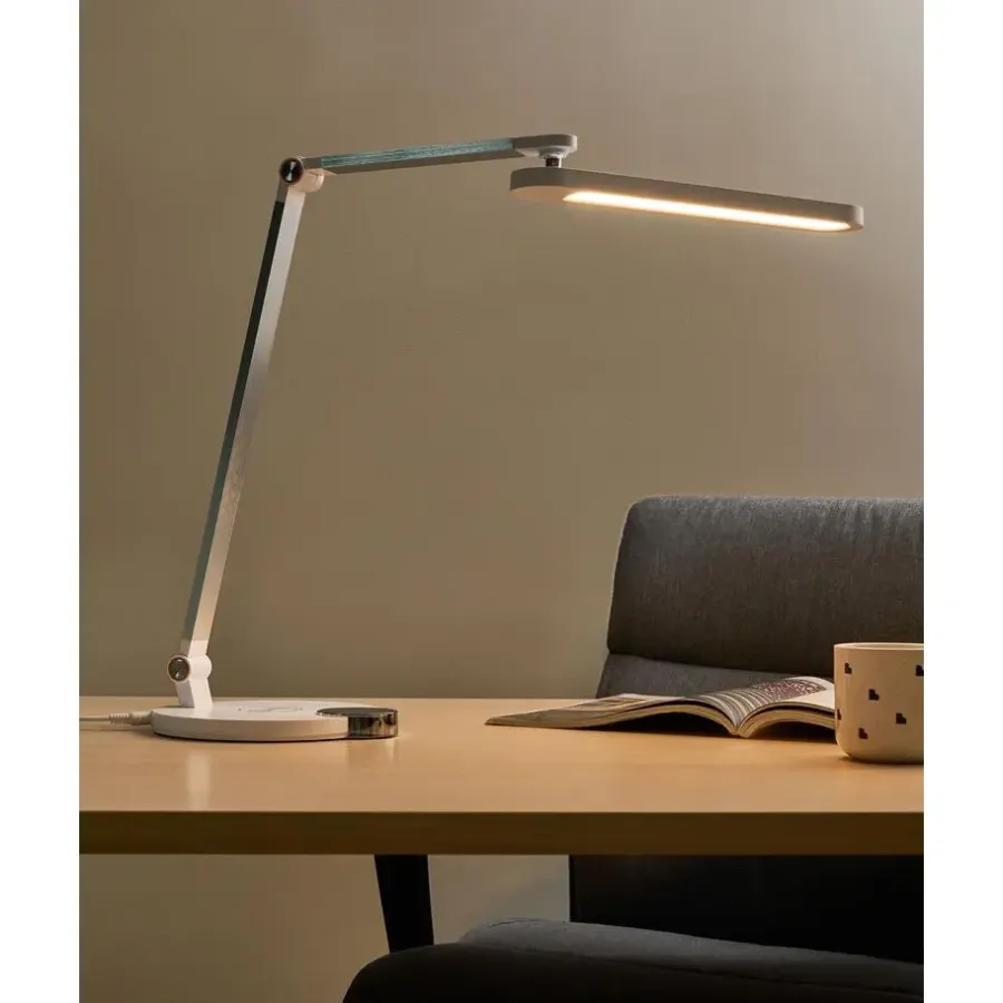 Leen Bakker CAROY - Bureaulamp LED - Wit - Synthetisch materiaal