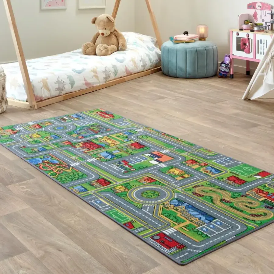 Vloerkleden Kinderkamer-Carpet Studio Playcity Speelkleed - Meerkleurig - 95x200cm