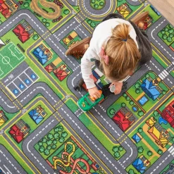 Vloerkleden Kinderkamer-Carpet Studio Playcity Speelkleed - Meerkleurig - 95x200cm