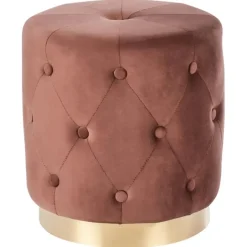 Leen Bakker CARROLLTON - Poef - Bruin - 40 cm - Fluweel