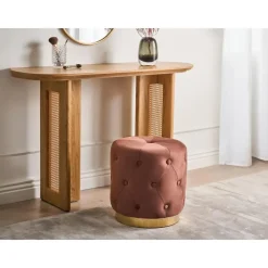 Leen Bakker CARROLLTON - Poef - Bruin - 40 cm - Fluweel