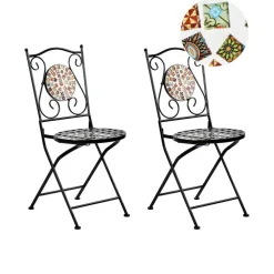 Bistro- & Balkonsets-Beliani CASARIO - Tuinstoel set van 2 - Zwart - Metaal