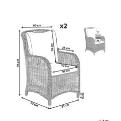 Beliani CASCAIS - Tuinstoel set van 2 - Beige - PE rotan