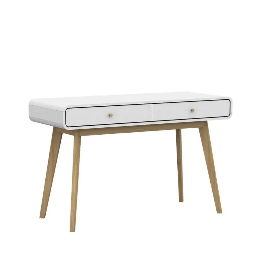 Bureaus-Loft24 Cassie - Bureau met 2 laden in eiken look / wit