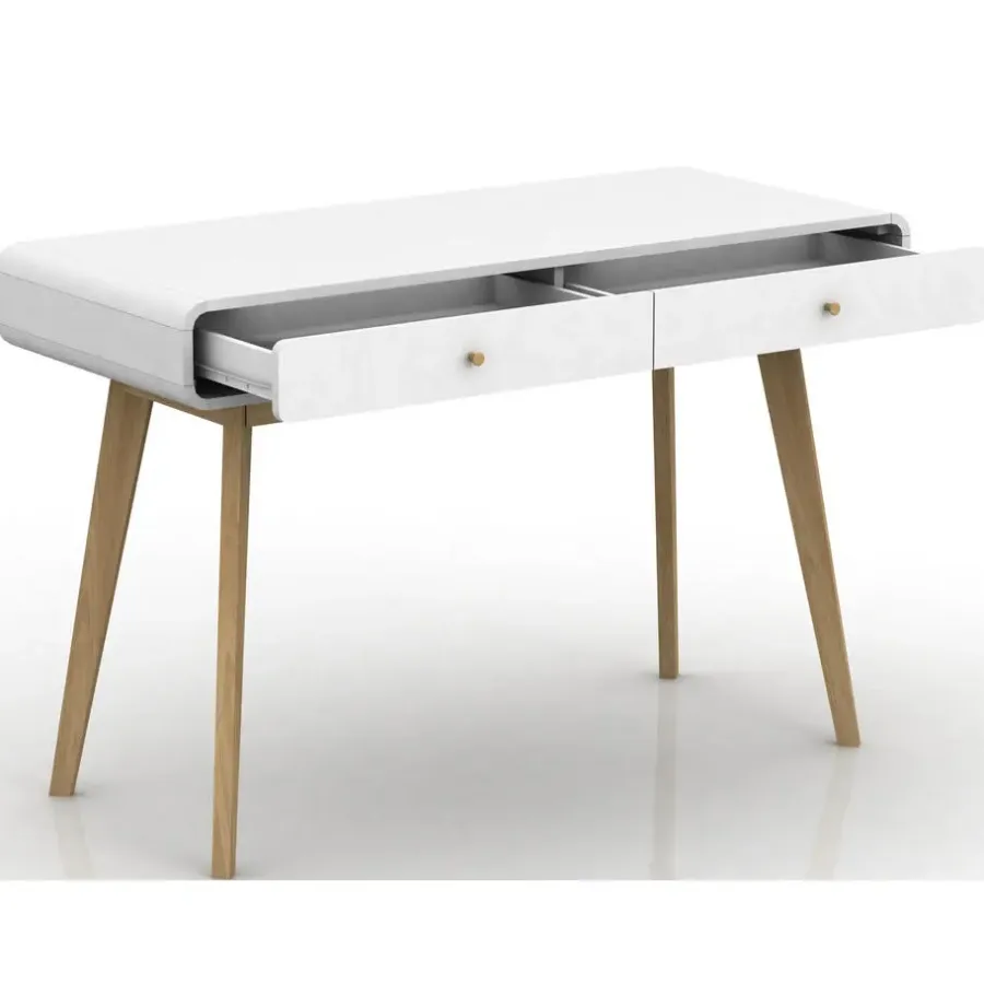 Bureaus-Loft24 Cassie - Bureau met 2 laden in eiken look / wit