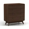Ladekasten|Ladekasten-Loft24 Cassie - Commode met 4 laden in walnoot spaanplaat