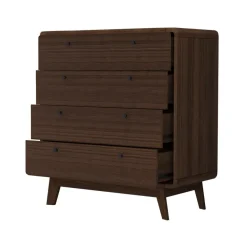 Ladekasten|Ladekasten-Loft24 Cassie - Commode met 4 laden in walnoot spaanplaat