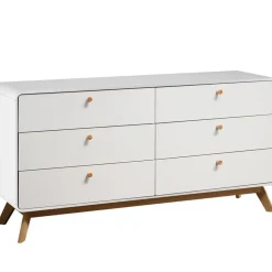 Ladekasten|Ladekasten-Loft24 Cassie - Commode van 3+3 laden in witte spaanplaat
