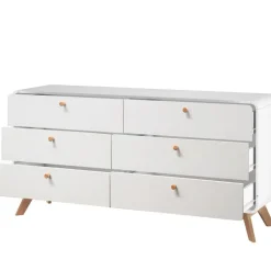 Ladekasten|Ladekasten-Loft24 Cassie - Commode van 3+3 laden in witte spaanplaat