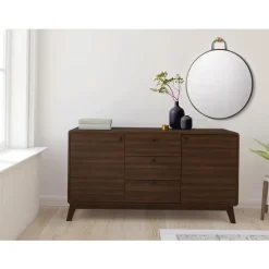 Loft24 Cassie - Dressoir met 3 laden en 2 deuren walnut-look