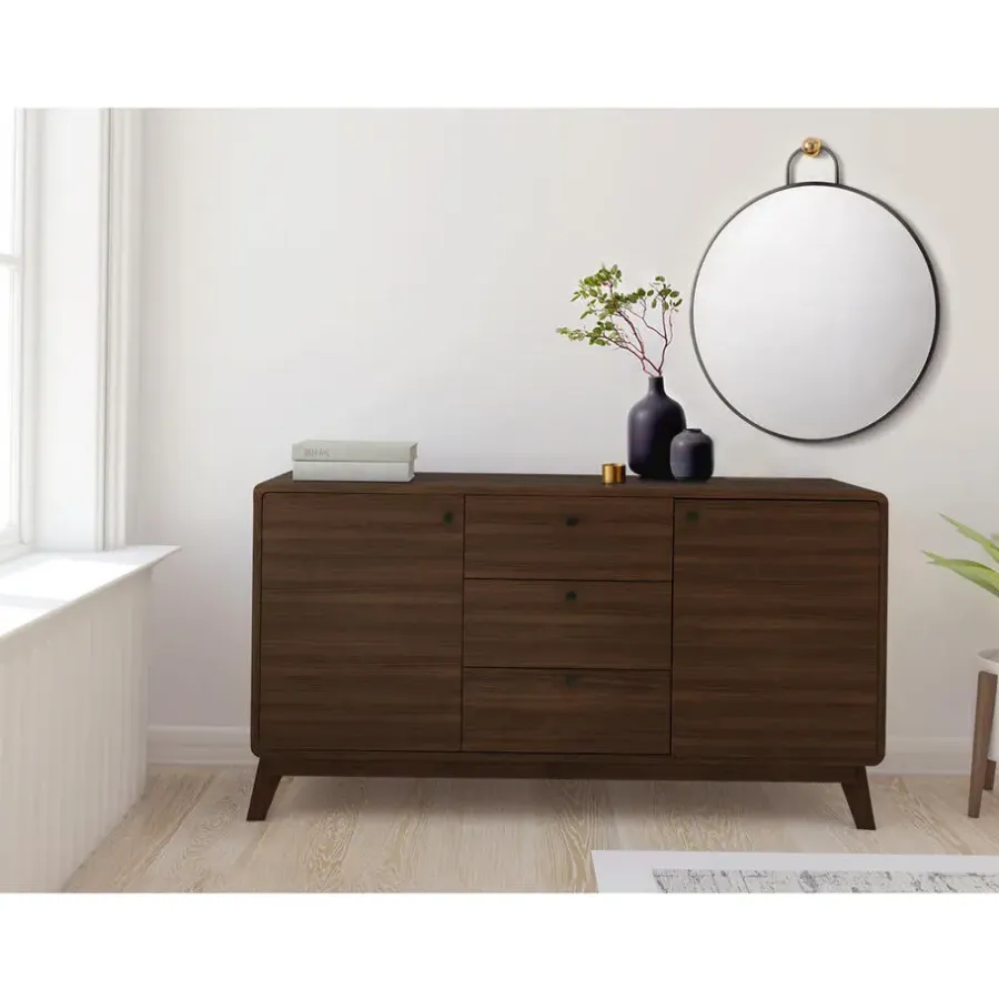 Loft24 Cassie - Dressoir met 3 laden en 2 deuren walnut-look