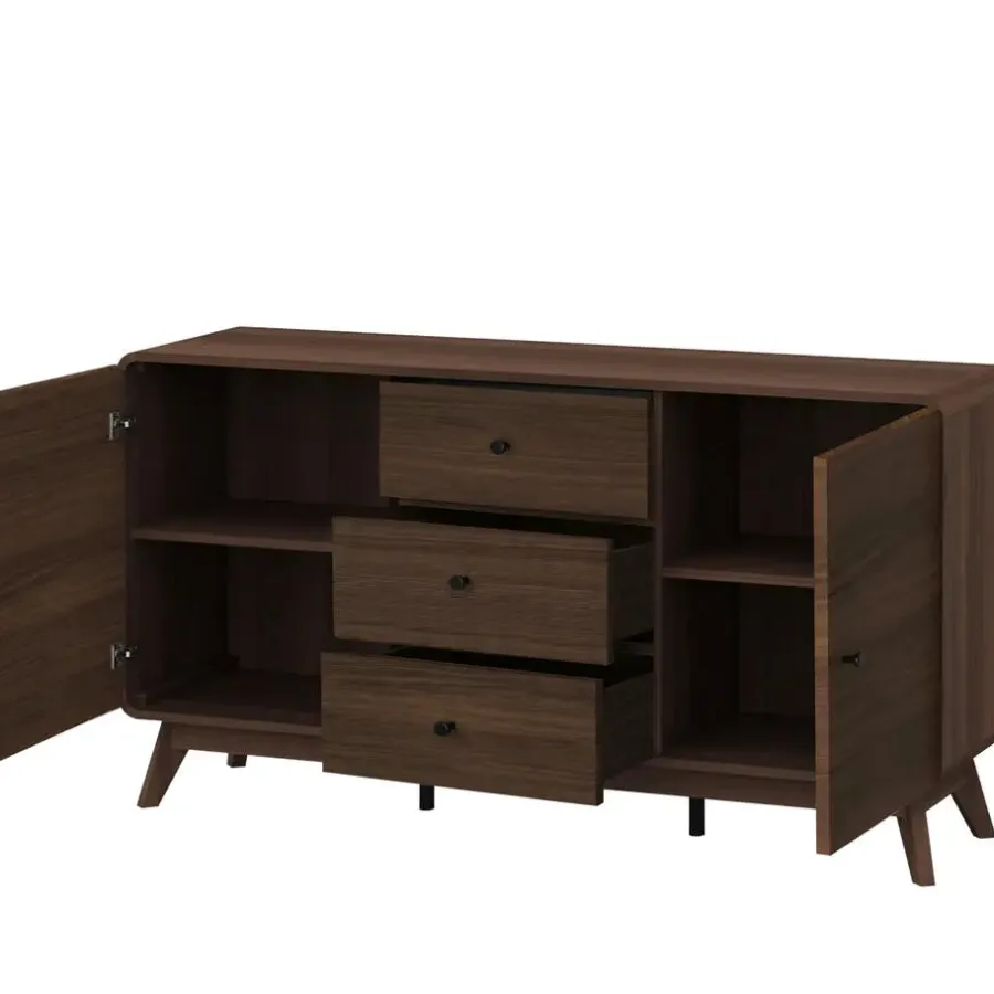 Loft24 Cassie - Dressoir met 3 laden en 2 deuren walnut-look
