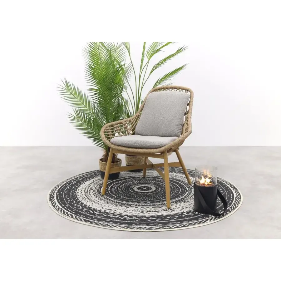 Tuinstoelen-Garden Impressions Castello lounge fauteuil - light teak look - natural rotan-merino sand