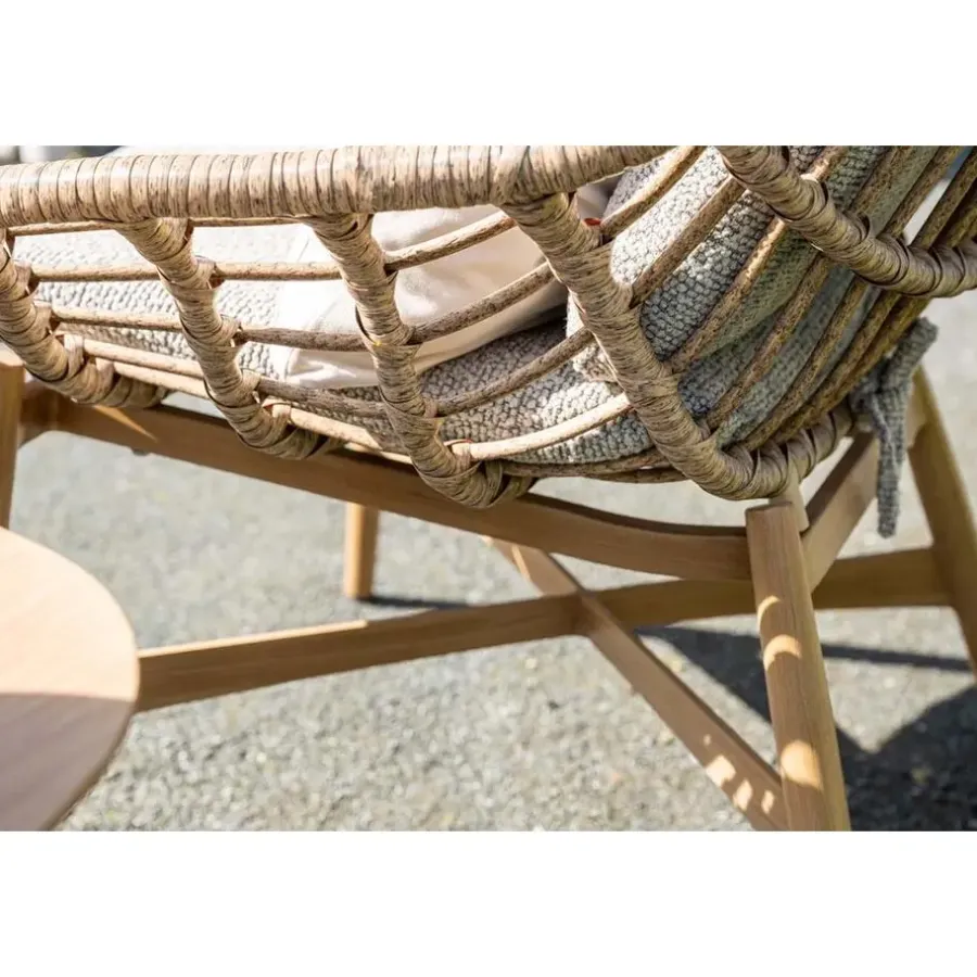 Tuinstoelen-Garden Impressions Castello lounge fauteuil - light teak look - natural rotan-merino sand