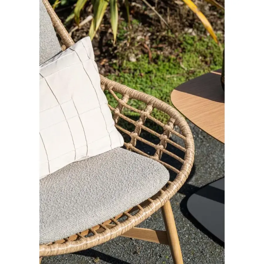 Tuinstoelen-Garden Impressions Castello lounge fauteuil - light teak look - natural rotan-merino sand