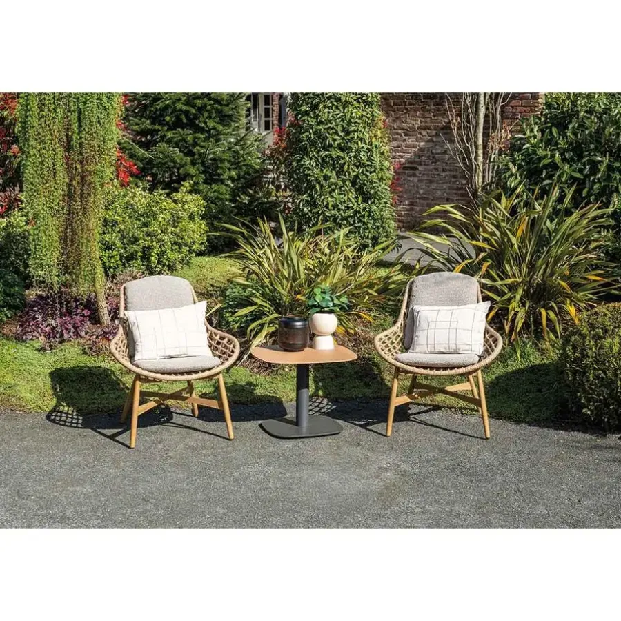 Tuinstoelen-Garden Impressions Castello lounge fauteuil - light teak look - natural rotan-merino sand