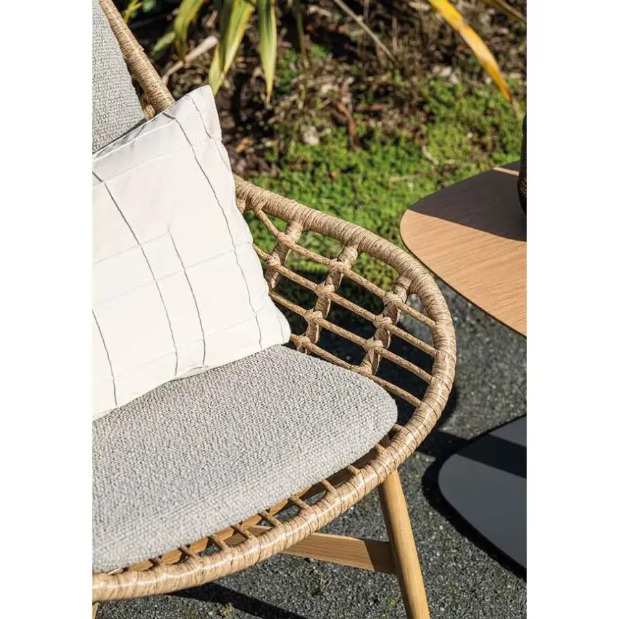 Tuinstoelen-Garden Impressions Castello lounge fauteuil - light teak look - natural rotan-merino sand