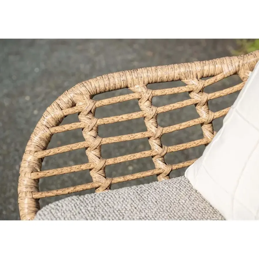 Tuinstoelen-Garden Impressions Castello lounge fauteuil - light teak look - natural rotan-merino sand