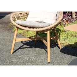 Tuinstoelen-Garden Impressions Castello lounge fauteuil - light teak look - natural rotan-merino sand