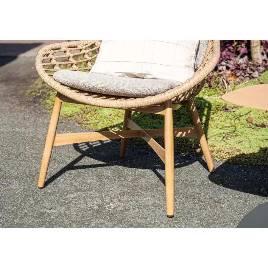 Tuinstoelen-Garden Impressions Castello lounge fauteuil - light teak look - natural rotan-merino sand