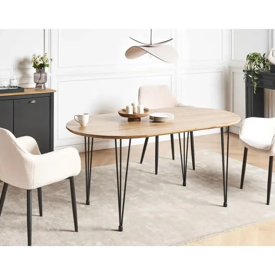 Ovale Eettafels-Beliani CAVELL - Eettafel - Lichtbruin - MDF
