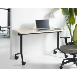 Bureaus-Beliani CAVI - Bureau verstelbaar - Lichtbruin/Zwart - 120 x 60 cm - Metaal