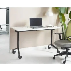 Bureaus-Beliani CAVI - Bureau verstelbaar - Wit/Zwart - 120 x 60 cm - Metaal