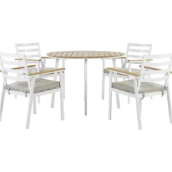 Tuinsets|Tuinsets-Beliani CAVOLI - Tuinset voor 4 - Wit/Beige - Aluminium