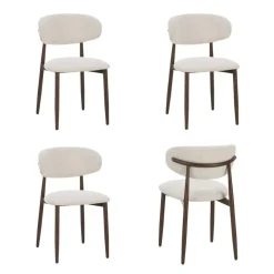 Eetkamerstoelen-Furnihaus Celia Eetkamerstoelen Set van 4 Beige Walnoot