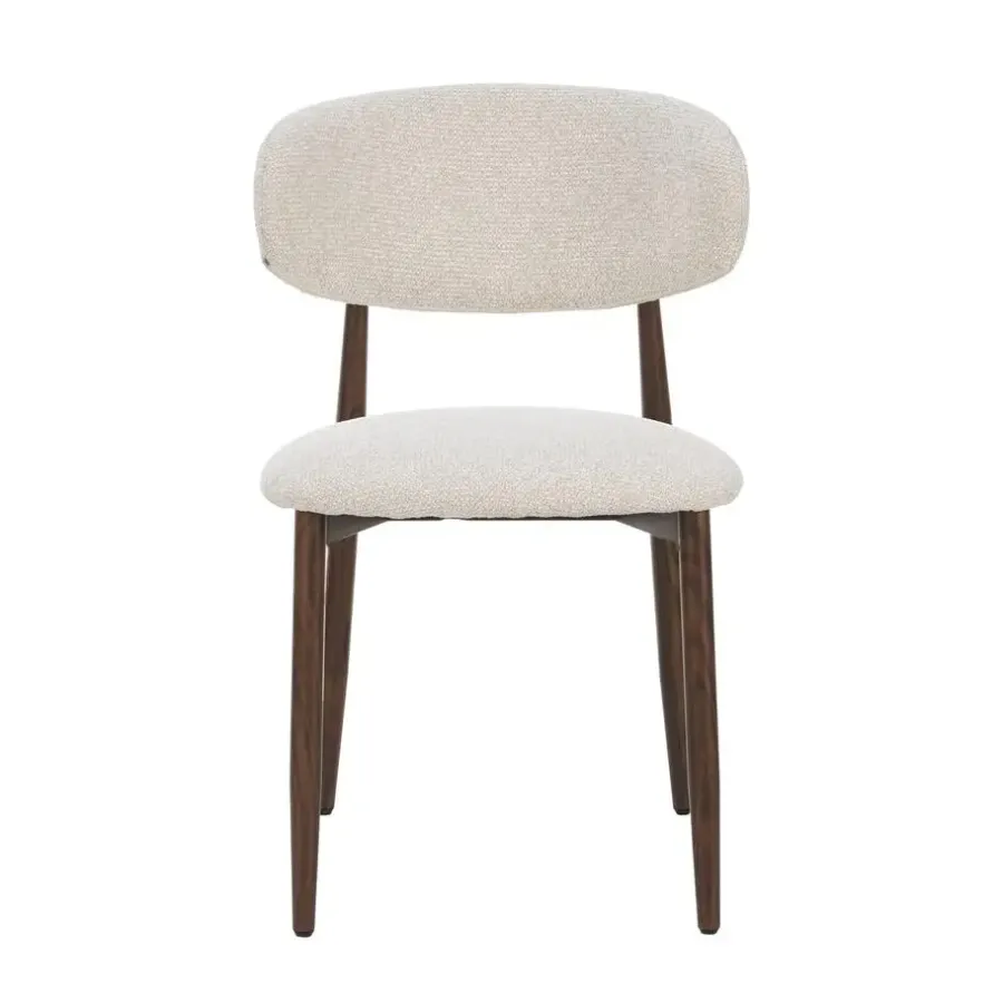 Eetkamerstoelen-Furnihaus Celia Eetkamerstoelen Set van 4 Beige Walnoot
